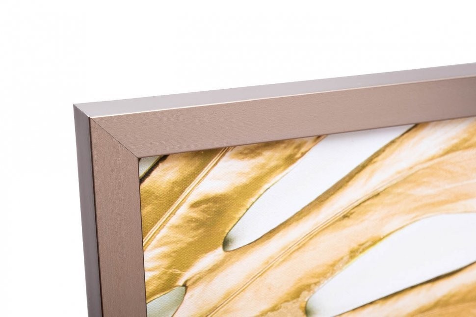 Холст "Золотые листья монстеры-1" 100х70 см, багет( латунь),поталь (TT-00010788)