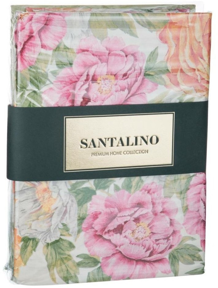 Кпб 2-х спальный "пионы" под 175х215 -1шт., пр (цвет св.зеленый) 220х250  -1шт., нав70х70-2шт SANTALINO (984-715)