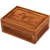 Лото в резной шкатулке из ясеня &quot;Поединок Пересвета с Челубеем на Куликовом поле&quot; (29970)