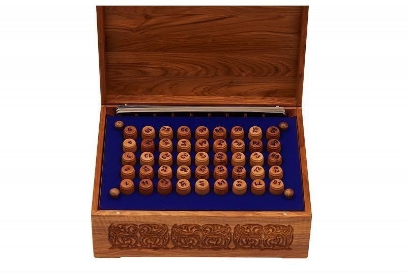 Лото в резной шкатулке из ясеня "Поединок Пересвета с Челубеем на Куликовом поле" (29970)