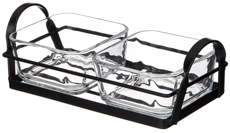 Менажница 2 секции на метал. подставке Agness (172-157)