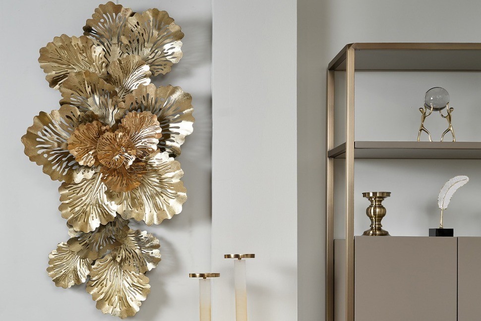 Декор настенный "Листья" золотой 136,5*69,5*12,5см (TT-00004843)