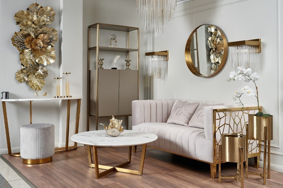 Декор настенный "Листья" золотой 136,5*69,5*12,5см (TT-00004843)