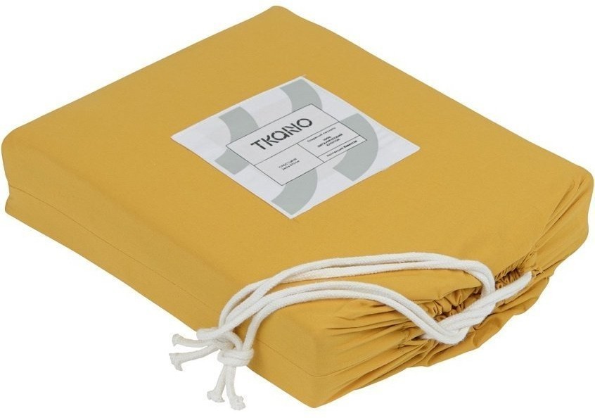 Простыня горчичного цвета из органического стираного хлопка из коллекции essential, 240х270 см (69392)