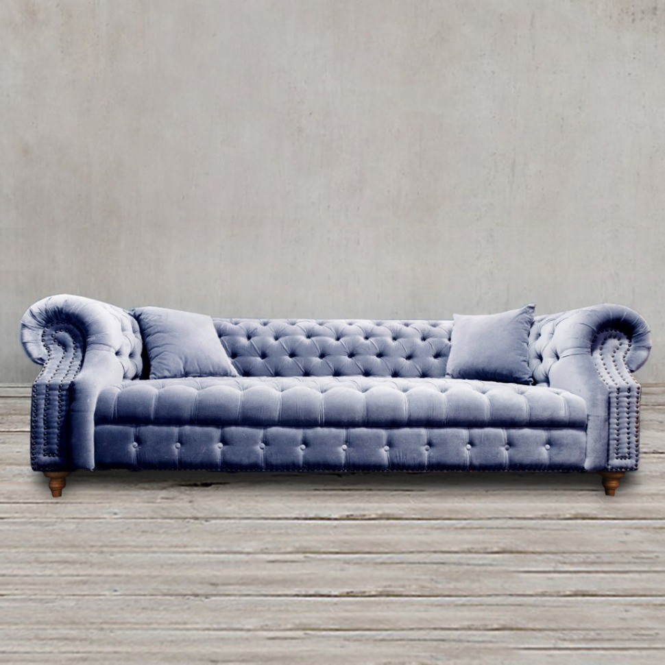 Диван Оскар Oscar/Velvet 20, дерево, текстиль, blue, ROOMERS FURNITURE