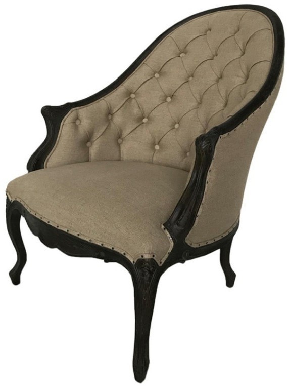 Кресло CH-23BF, каркас массив дуба, обивка лен, Cream, ROOMERS FURNITURE