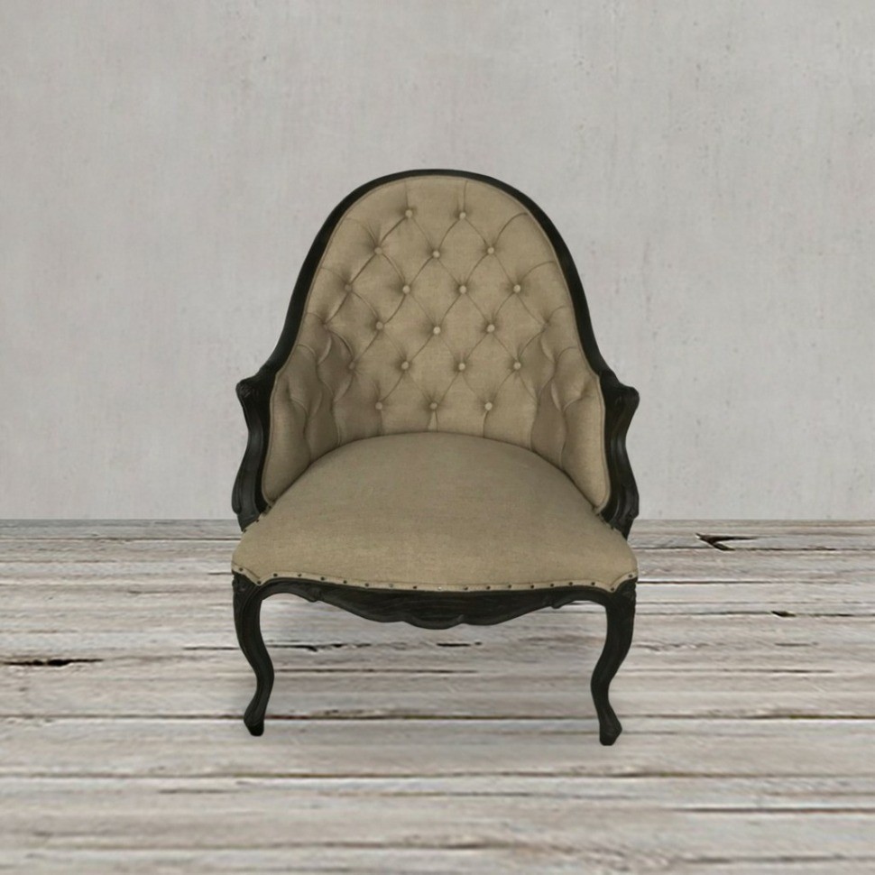 Кресло CH-23BF, каркас массив дуба, обивка лен, Cream, ROOMERS FURNITURE