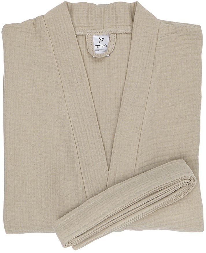 Халат из многослойного муслина бежевого цвета из коллекции essential, размер m (75389)