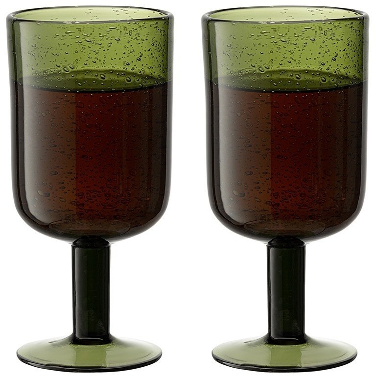 Набор бокалов для вина flowi, 410 мл, темно-зеленые, 2 шт. (77882)