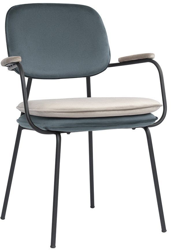 Стул с подлокотниками pea, велюр, сине-зеленый/бежевый (77079)