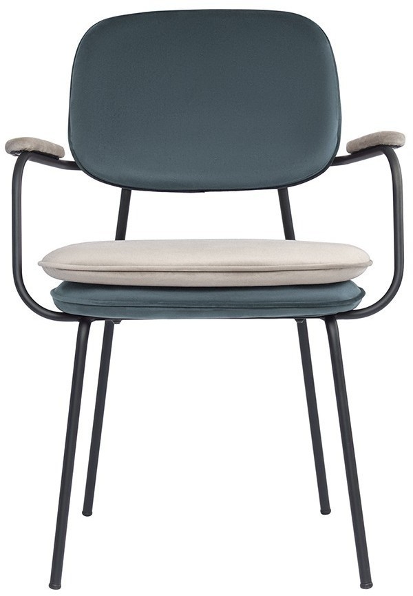 Стул с подлокотниками pea, велюр, сине-зеленый/бежевый (77079)