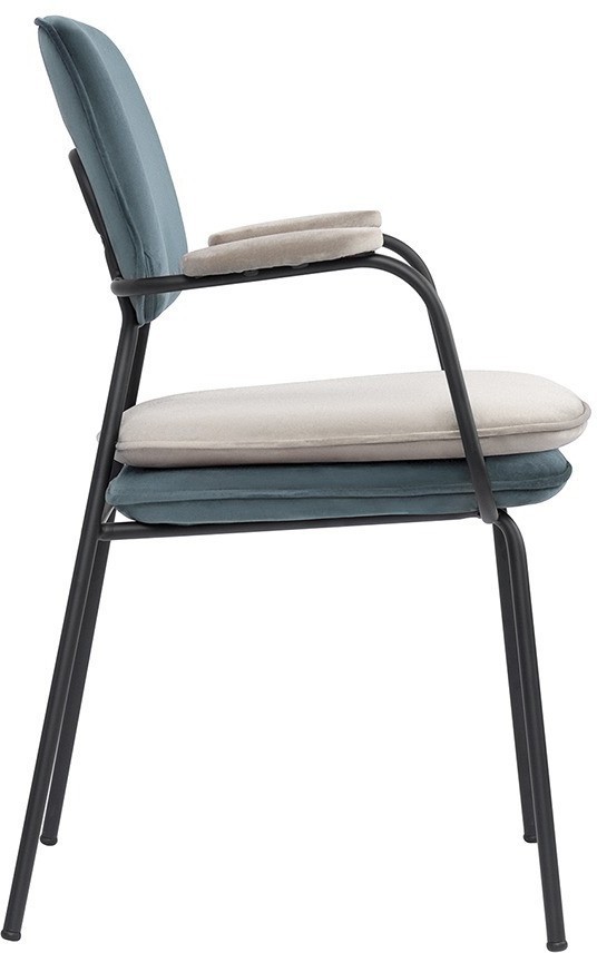 Стул с подлокотниками pea, велюр, сине-зеленый/бежевый (77079)