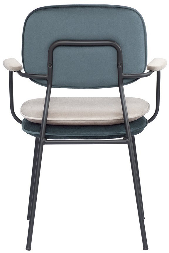 Стул с подлокотниками pea, велюр, сине-зеленый/бежевый (77079)