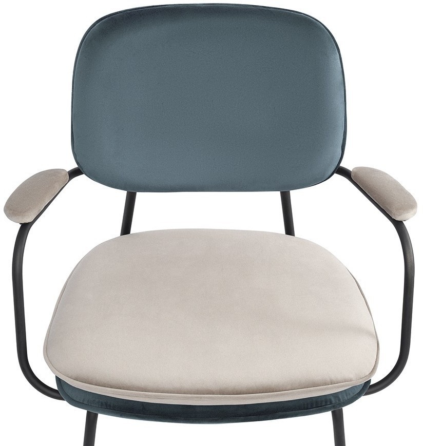 Стул с подлокотниками pea, велюр, сине-зеленый/бежевый (77079)