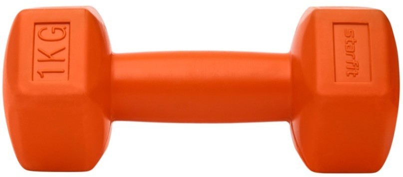 Гантель гексагональная DB-305 1 кг, пластиковый, оранжевый, пара (2101475)
