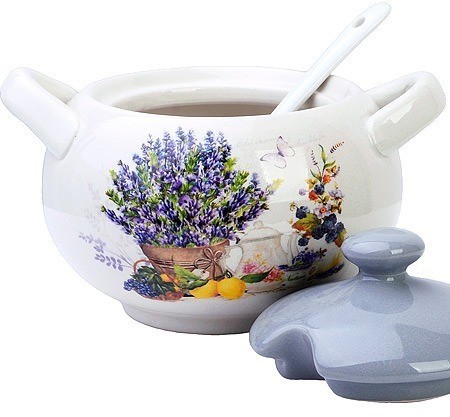 Сахарница с крышкой 375 мл с ложкой Утренняя свежесть LORAINE (60194)