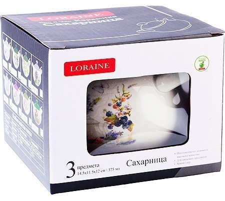 Сахарница с крышкой 375 мл с ложкой Утренняя свежесть LORAINE (60194)