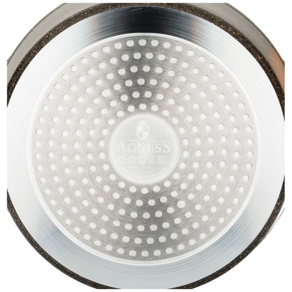 Кастрюля - сотейник agness со стекл. крышкой и антипригар. покрытием, серия granite, 24х11см, 4,1л Agness (952-037)