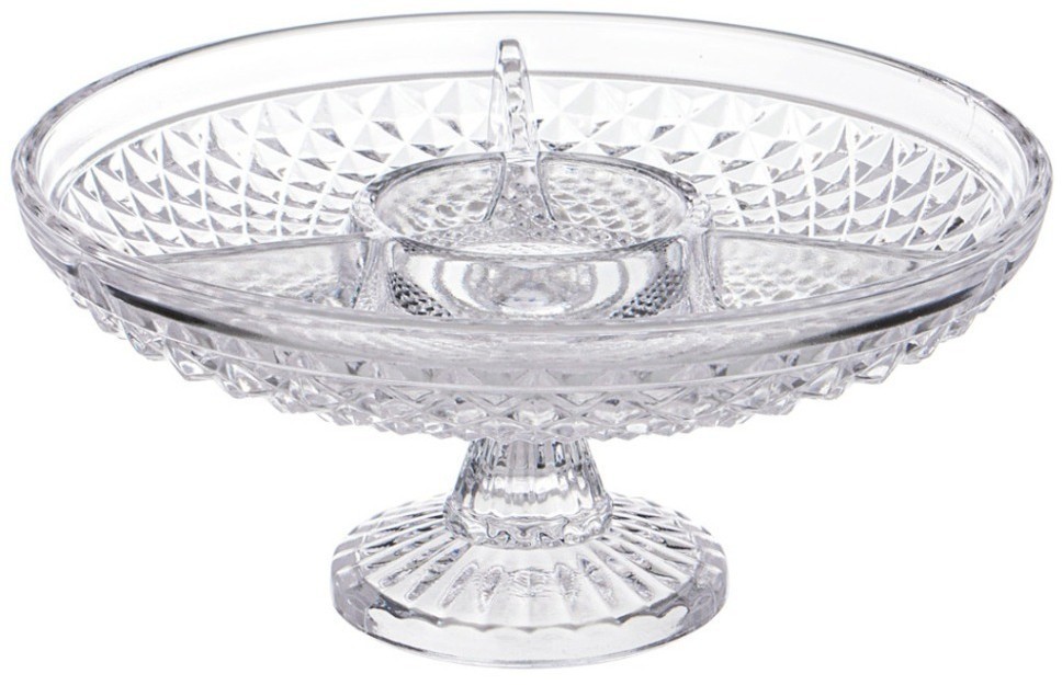 Блюдо на ножке 3 секции, 19x11 см Alegre Glass (337-131)