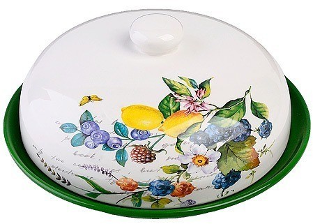 Блюдо для блинов с крышкой керамическое Лесные ягоды с лимонами LORAINE (60147)