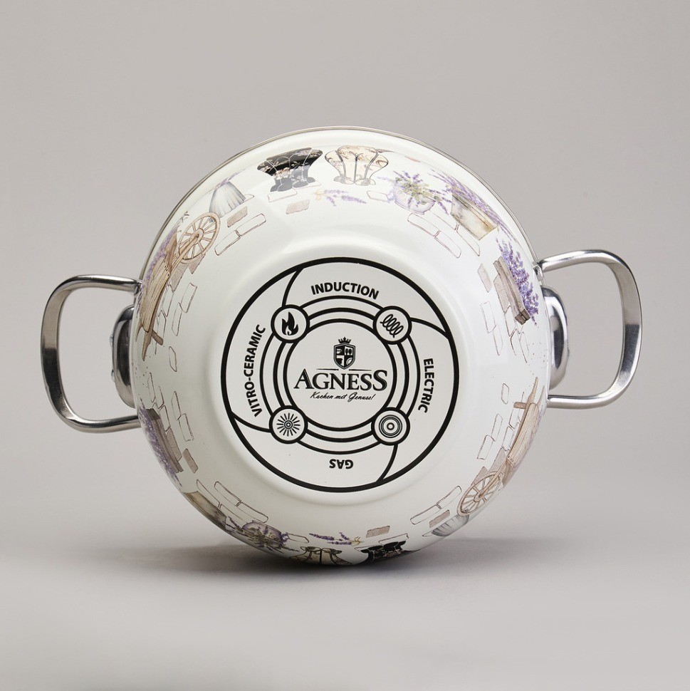 Набор кастрюль эмалированный, серия "lavender cats 6пр. 2,0/2,8/3,8л диа.18/20/22см Agness (943-107)