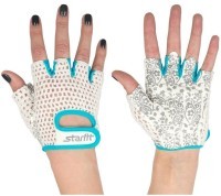 Перчатки для фитнеса SU-110, белый/голубой (165001)