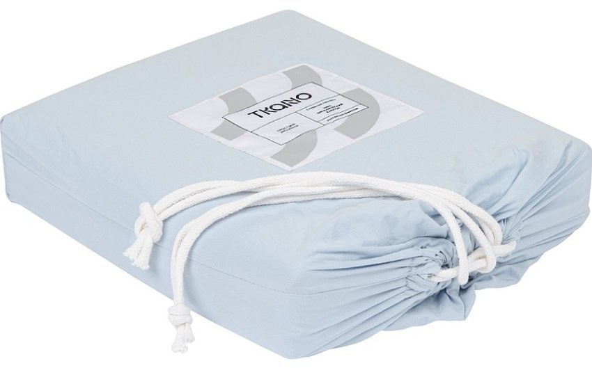 Простыня небесно-голубого цвета из органического стираного хлопка из коллекции essential, 180х270 см (69405)