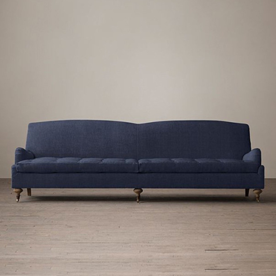 Диван Ролан NSSF-5180-60/SJ101S-004, каркас дуб, обивка лен, blue, RESTORATION HARDWARE