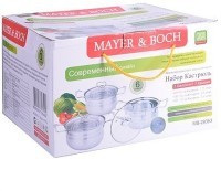 Набор кастрюль 3 шт из нержавеющей стали с крышками MAYER BOCH (29353)