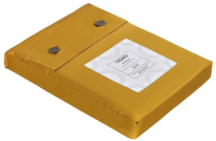 Простыня из премиального сатина горчичного цвета из коллекции essential, 240х270 см (78476)