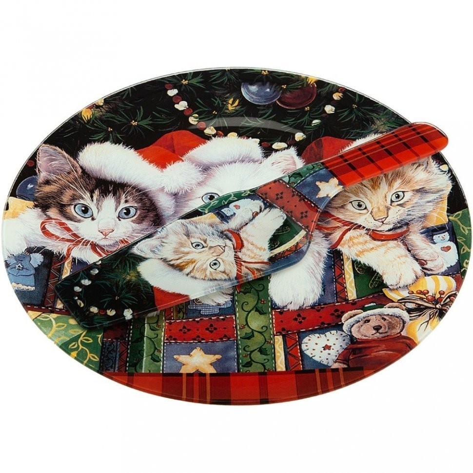 Блюдо для торта с лопаткой коллекция "рождественская сказка" 28 см Lefard (198-165)