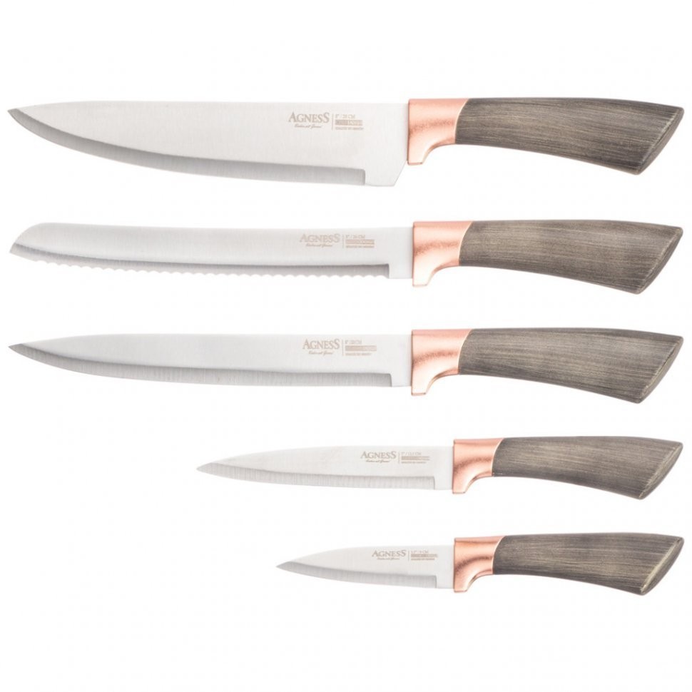 Набор ножей agness на подставке, 6 предметов (911-659)