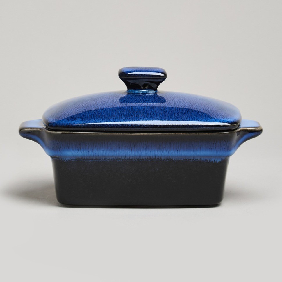 Форма для запекания с крышкой / масленка reactive blue 16,5*10*5/9 см 250 мл Agness (780-133)