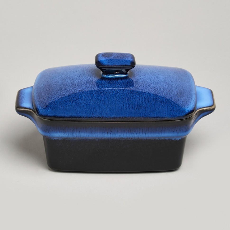 Форма для запекания с крышкой / масленка reactive blue 16,5*10*5/9 см 250 мл Agness (780-133)