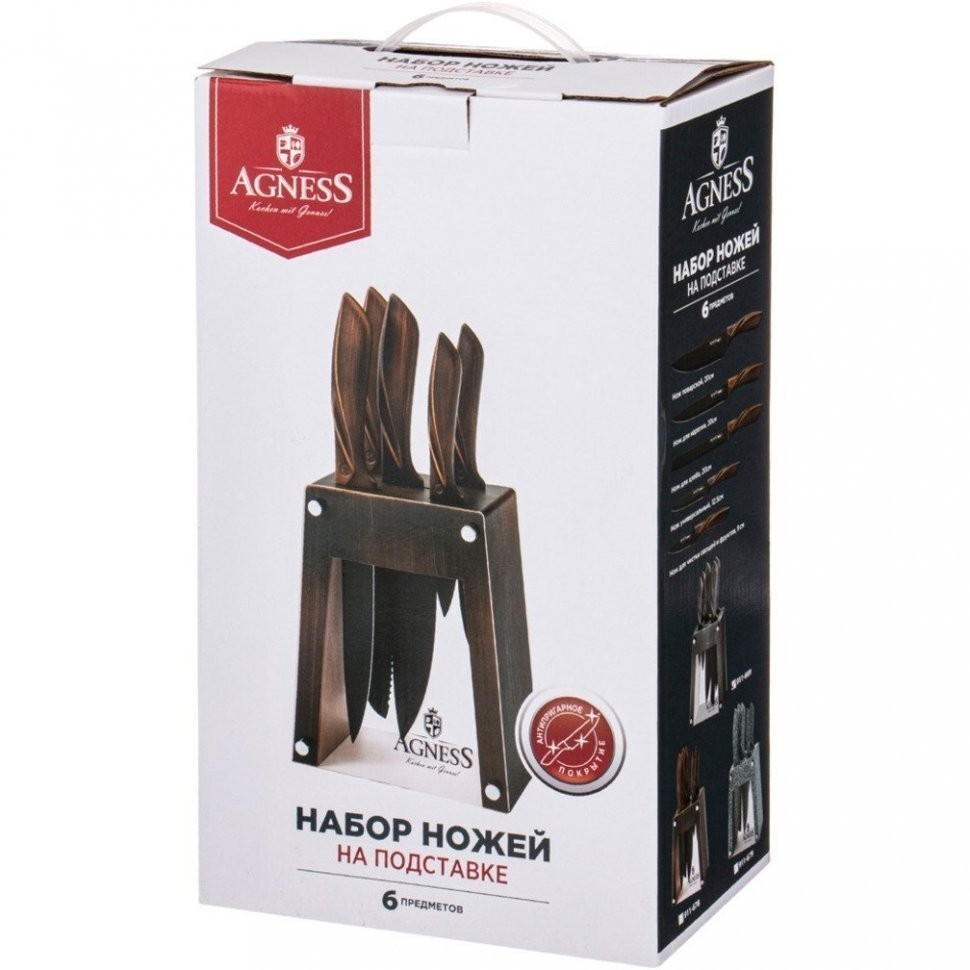 Набор ножей agness "монблан" на пластиковой подставке, 6 предметов Agness (911-669)