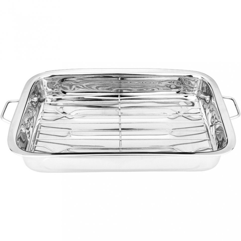 Противень agness, нерж сталь, с решеткой, 36,5*27*5,5 см (880-156)