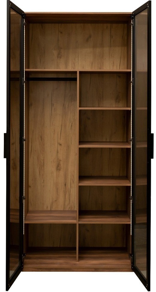 Шкаф Alto двухдверный c полками, цвет дуб Барокко, дверцы стекло 100*57*228.5см (TT-00012635)