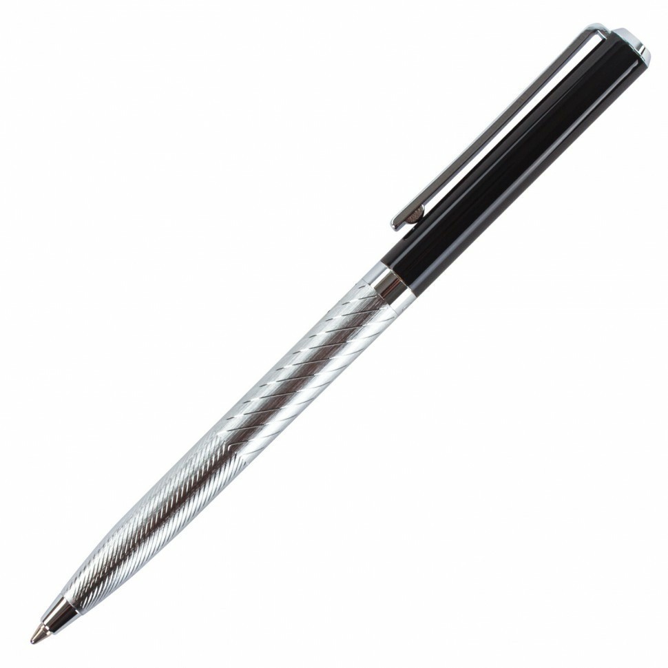 Ручка подарочная шариковая Galant Landsberg корпус серебристый с черным синяя 141013 (90788)