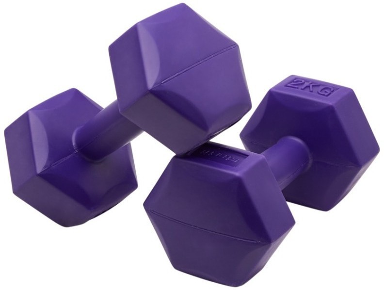 Гантель гексагональная DB-305 2 кг, пластиковый, фиолетовый, пара (2103962)