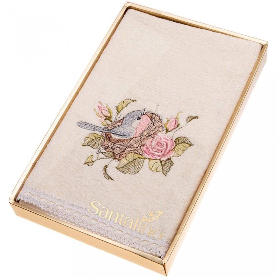 Полотенце "малиновка",35х70. махра,шампань,вышивка,100% хлопок 400гр\м SANTALINO (850-331-28)