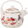 Чайник agness эмалированный со свистком серия "снегири", 2,2л, индукционное дно (934-735)