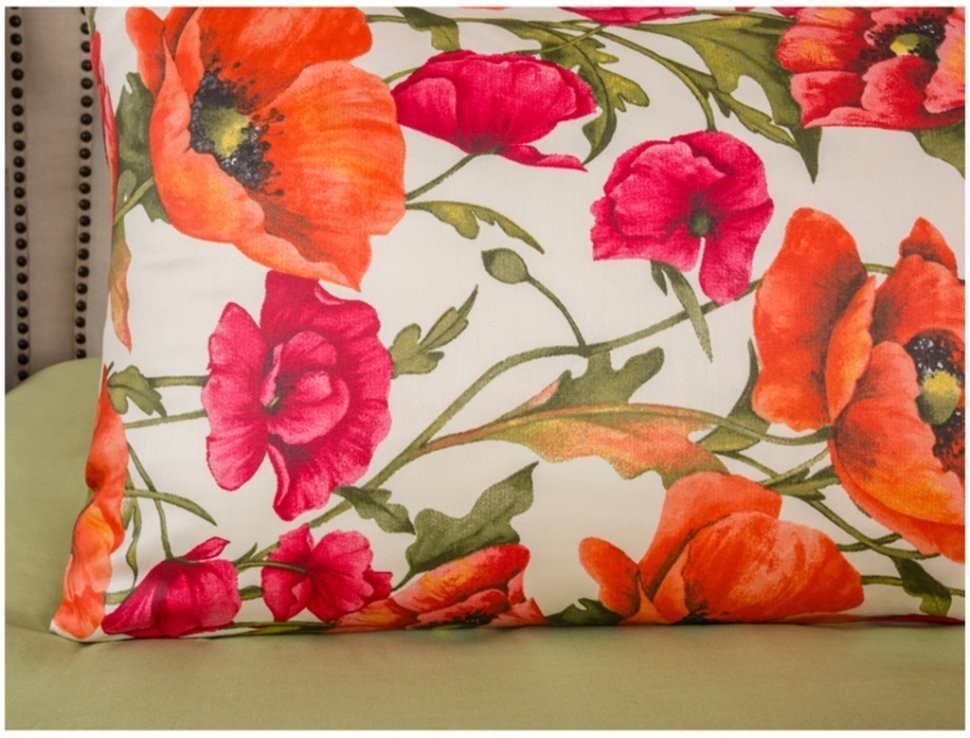 Кпб 2-х спальный "маки" под 175*215 -1шт., пр (цвет св.зеленый) 220*250  -1шт., нав70*70-2шт SANTALINO (984-723)