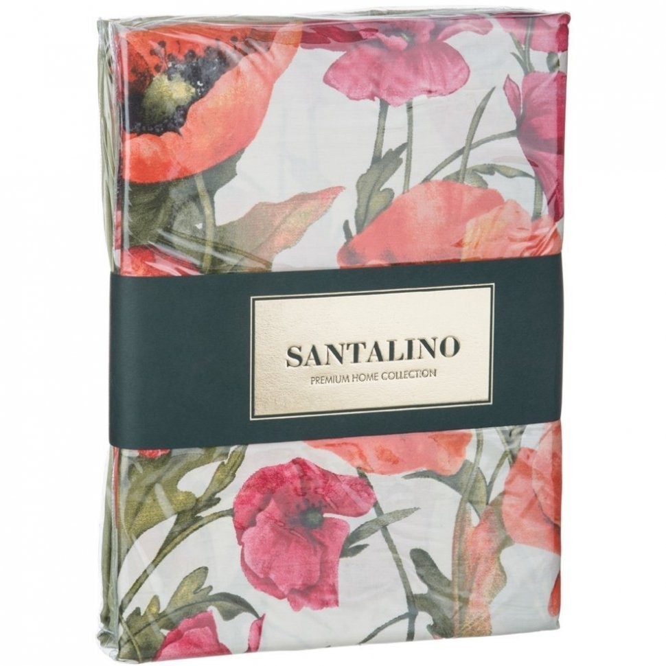 Кпб 2-х спальный "маки" под 175*215 -1шт., пр (цвет св.зеленый) 220*250  -1шт., нав70*70-2шт SANTALINO (984-723)