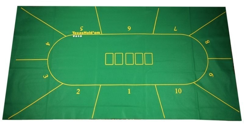 Сукно для покера с разметкой на 10 игроков (180х90х0,2см) (32585)