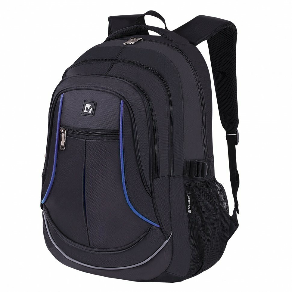 Рюкзак BRAUBERG HIGH SCHOOL 3 отделения Выбор черный/синий 46х31х18 см 271652 (93224)