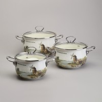 Набор кастрюль эмалированный, серия &quot;family house&quot; 6пр. 2,0/2,8/3,8л диа.18/20/22см Agness (943-106)