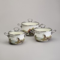 Набор кастрюль эмалированный, серия &quot;family house&quot; 6пр. 2,0/2,8/3,8л диа.18/20/22см Agness (943-106)