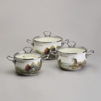 Набор кастрюль эмалированный, серия &quot;family house&quot; 6пр. 2,0/2,8/3,8л диа.18/20/22см Agness (943-106)