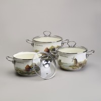 Набор кастрюль эмалированный, серия &quot;family house&quot; 6пр. 2,0/2,8/3,8л диа.18/20/22см Agness (943-106)