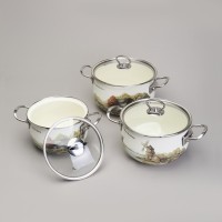 Набор кастрюль эмалированный, серия &quot;family house&quot; 6пр. 2,0/2,8/3,8л диа.18/20/22см Agness (943-106)